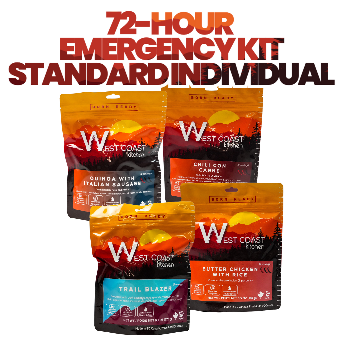 72 Hour Emergency Kits - NEW EXTENDED 10 YEAR SHELF LIFE - Standard (Individual)